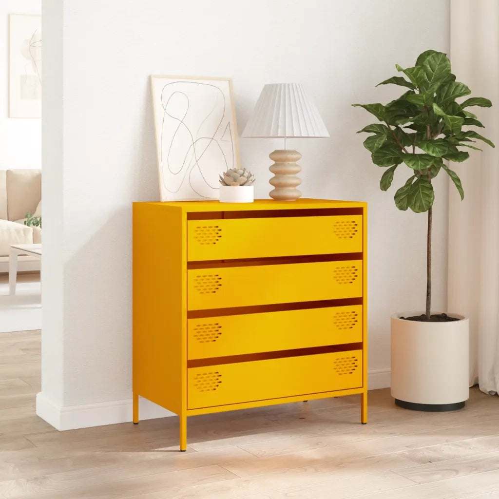 Credenza-Buffet-Armadio da cucina Giallo Senape 68x39x73,5 cm Acciaio Laminato a Freddo 147196
