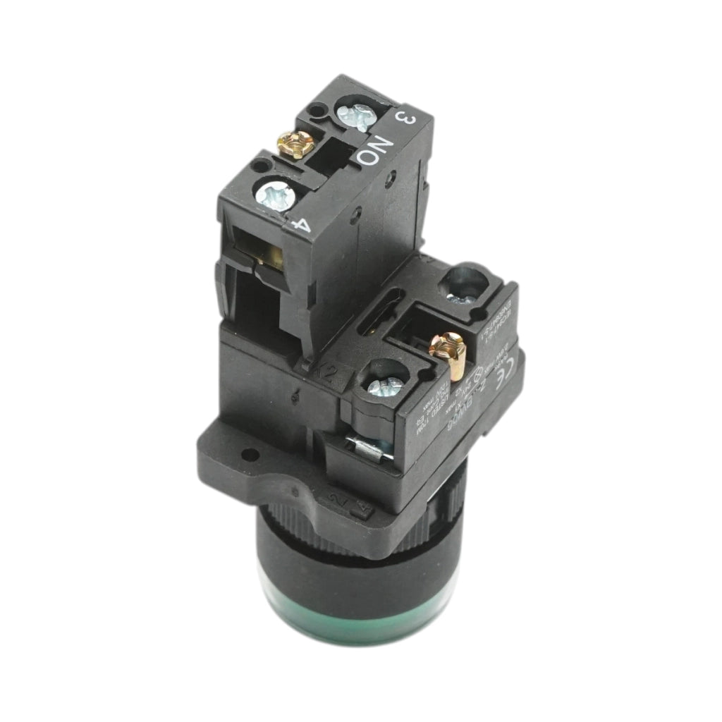 Pulsante indicatore LED verde con resistenza integrata 1NO, 24V LAY5 Breckner Germany