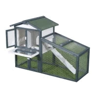 Gabbia per Conigli e Animali da Compagnia in Legno 2 piani di Abete Doppia Porta 140x65x100cm Verde e Bianco