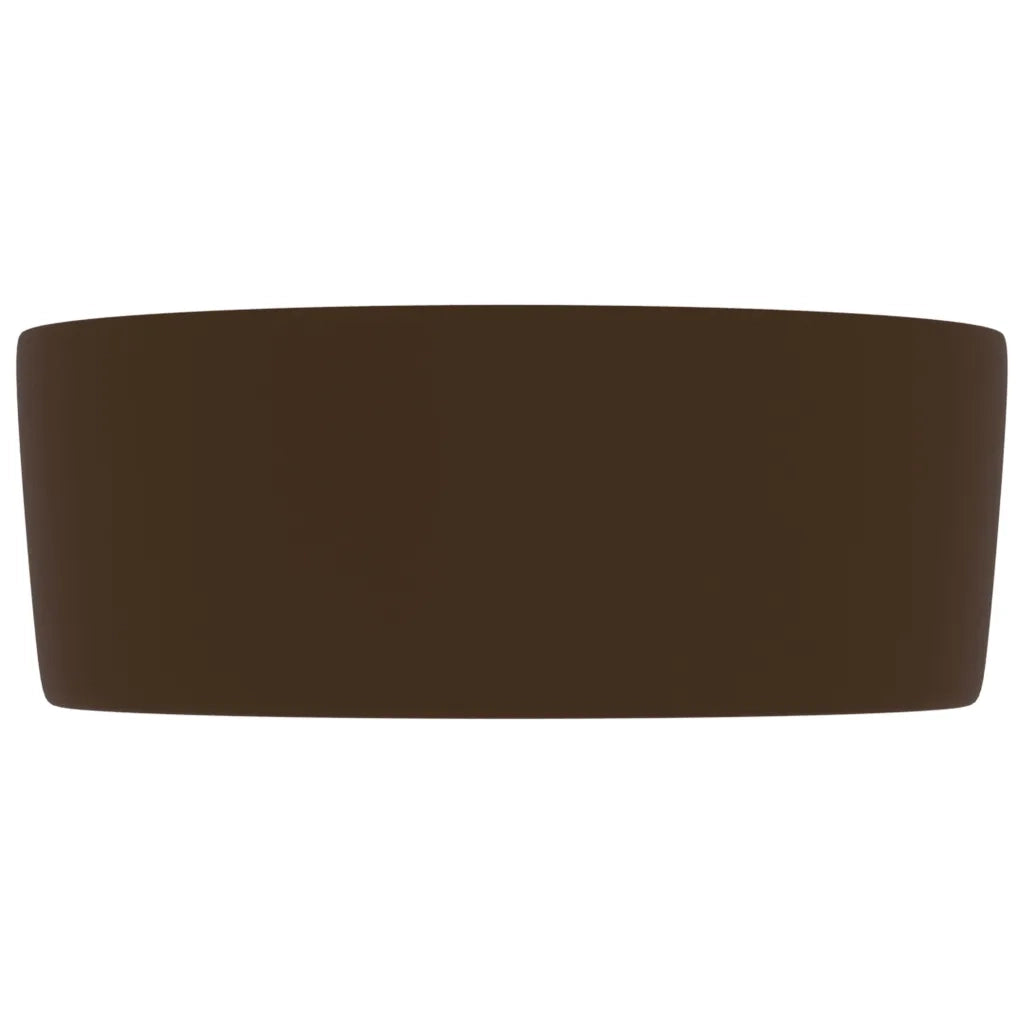 Lavandino Lusso Rotondo Marrone Scuro Opaco 40x15cm in Ceramica