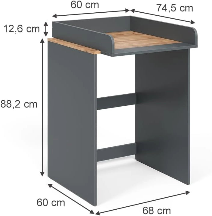 Mobile lavatrice Viktor, Antracite/quercia dorata, 68 x 88.2 cm 2 parti con fasciatoio