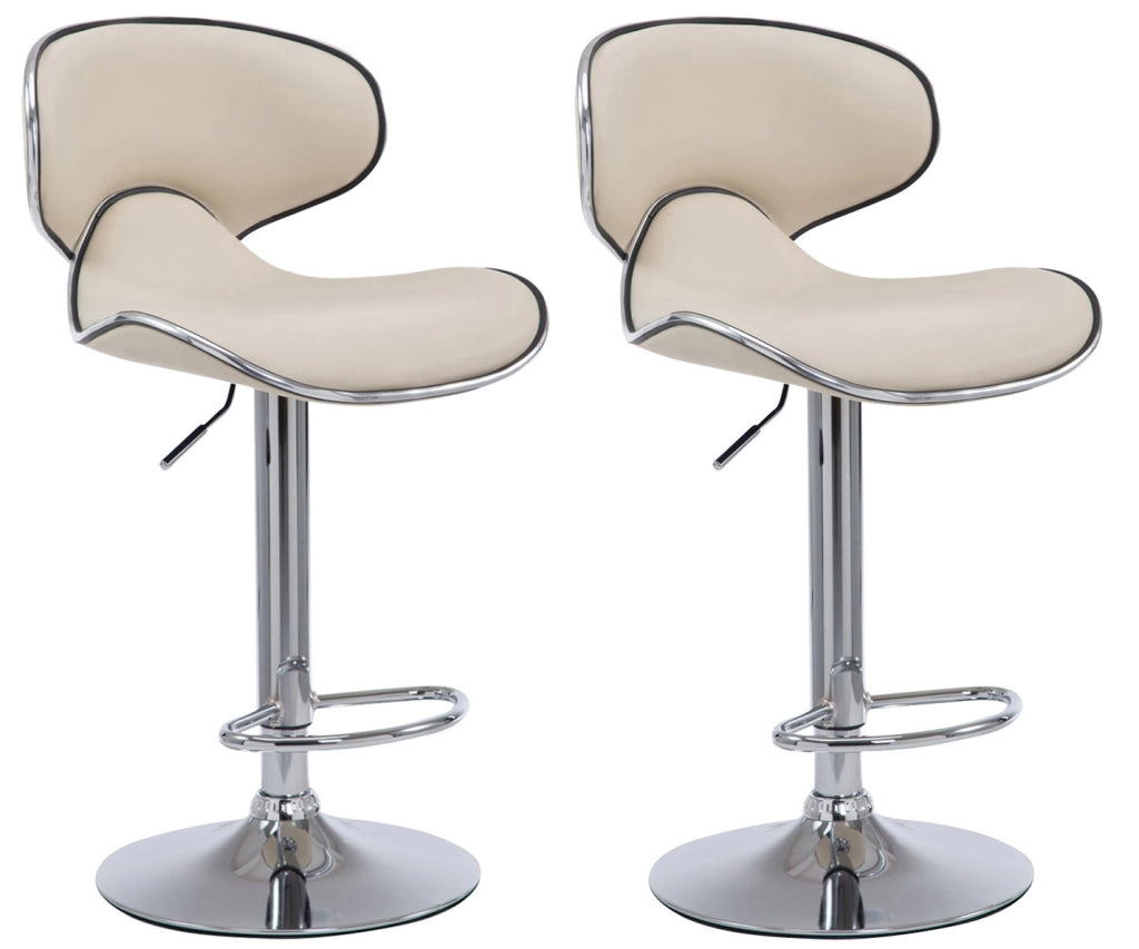 Set 2x Sgabelli LAS VEGAS V2 in similpelle crema,cromo