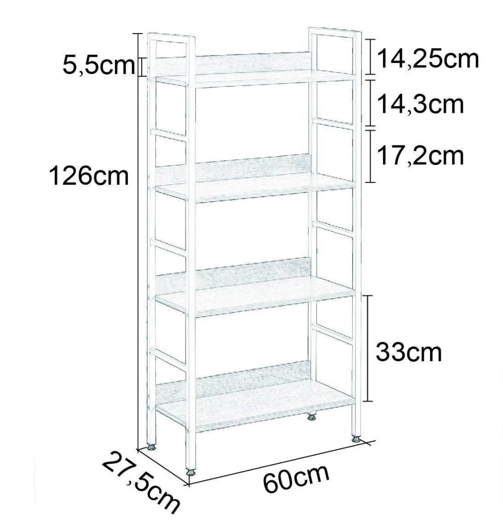 Libreria verticale in metallo finitura bianco e rovere chiaro 19_0000396