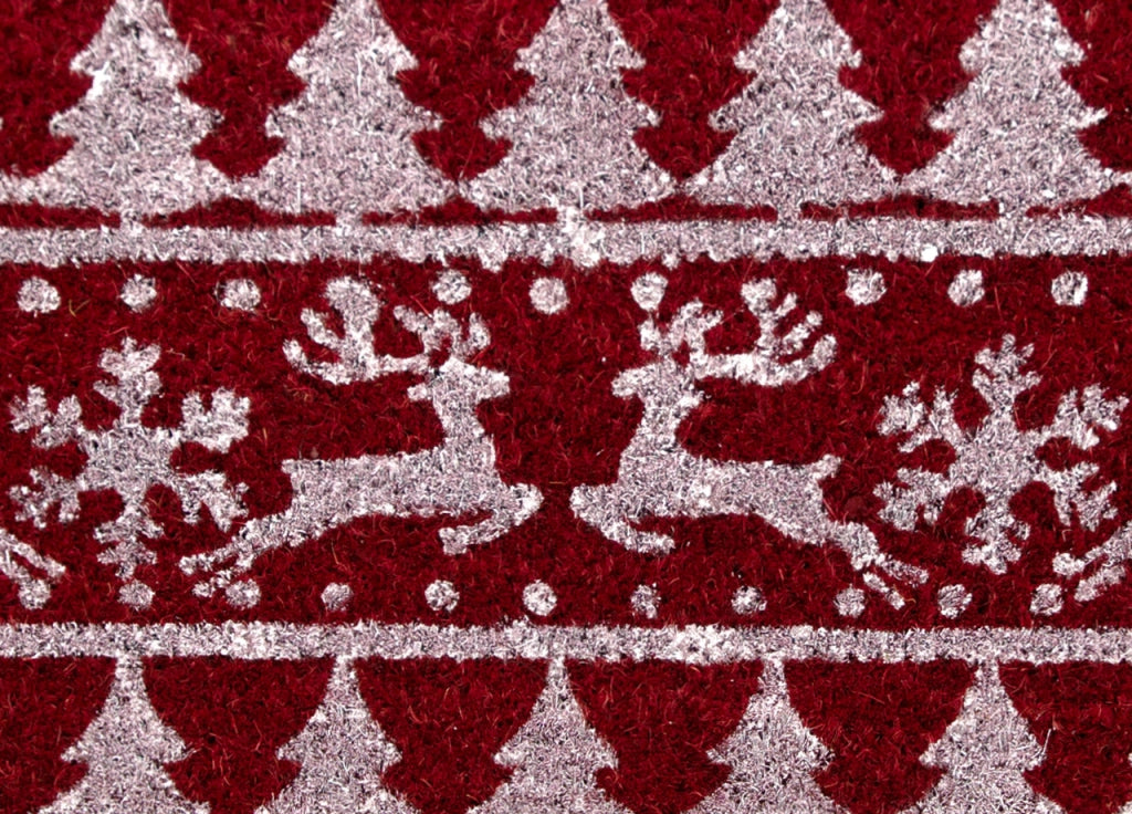 Zerbino Natale Cocco Ingresso Casa Esterno Antiscivolo Natalizio Rosse Renne Tree