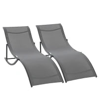 Set 2 Sdraio da Giardino Pieghevoli, Lettino Prendisole in Alluminio e Textilene, 61x165x63 cm