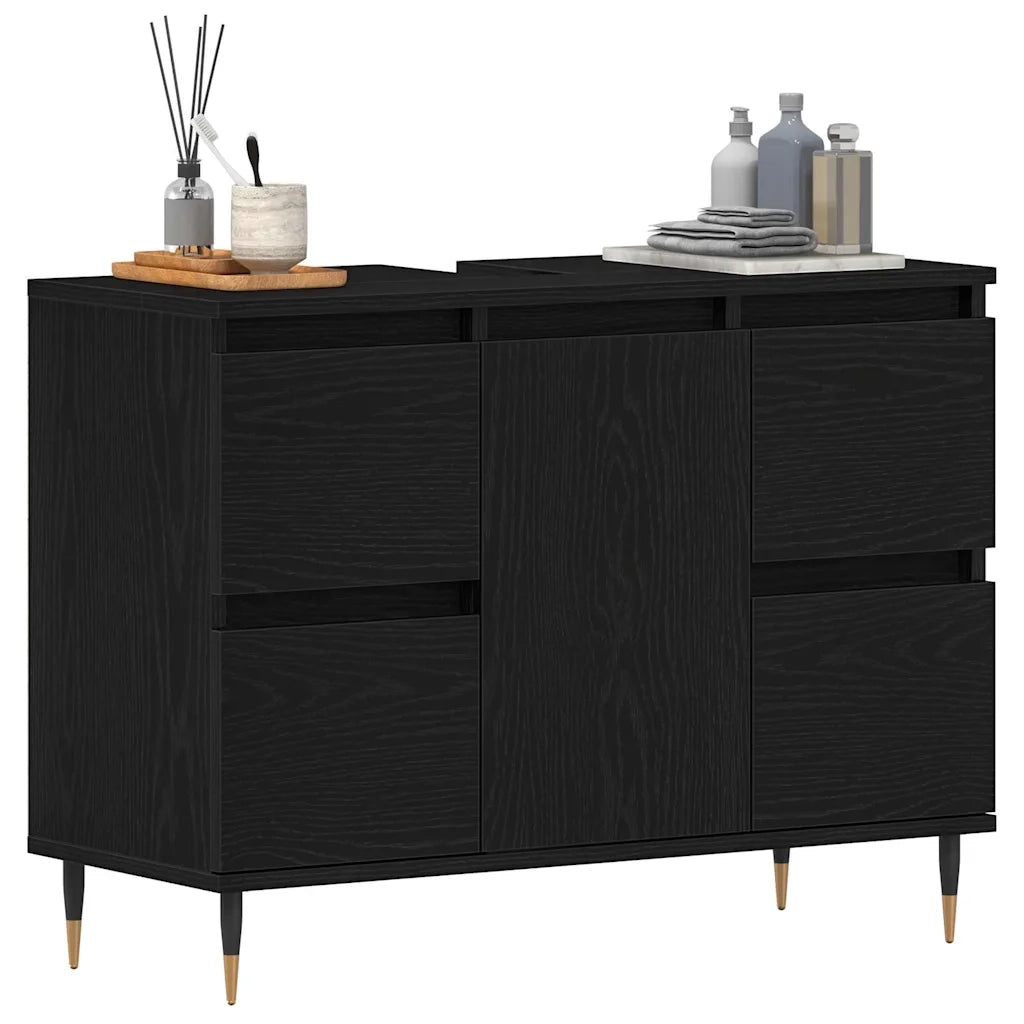 Armadio per Lavabo da Bagno Rovere Nero 80 x 33 x 60 cm 862893