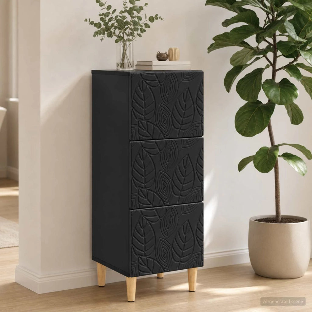 Mobile con Cassetti Nero 33 x 34,5 x 90 cm Legno ingegnerizzato 895076