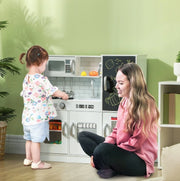 Cucina giocattolo in legno bianca con accessori e lavagna