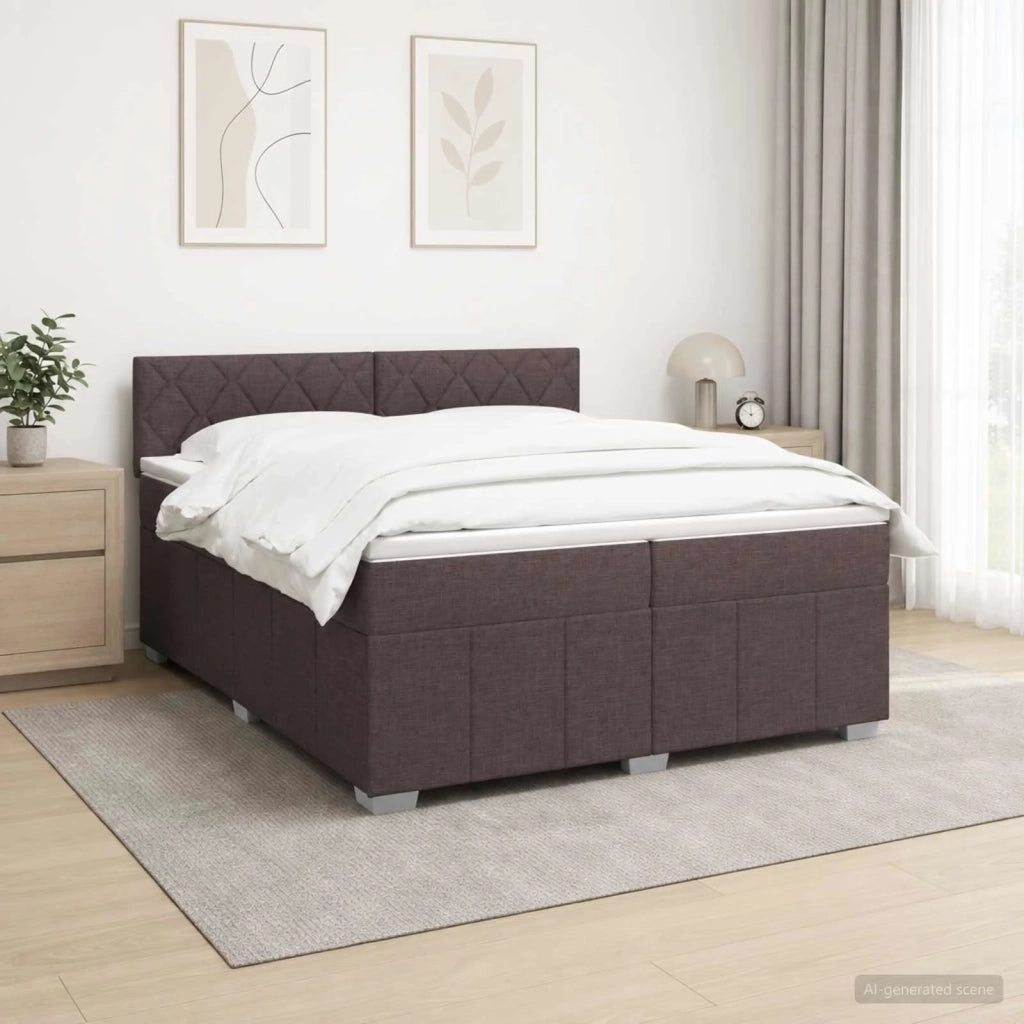 Letto box spring con materasso Marrone Scuro 200 x 200 cm 3452764