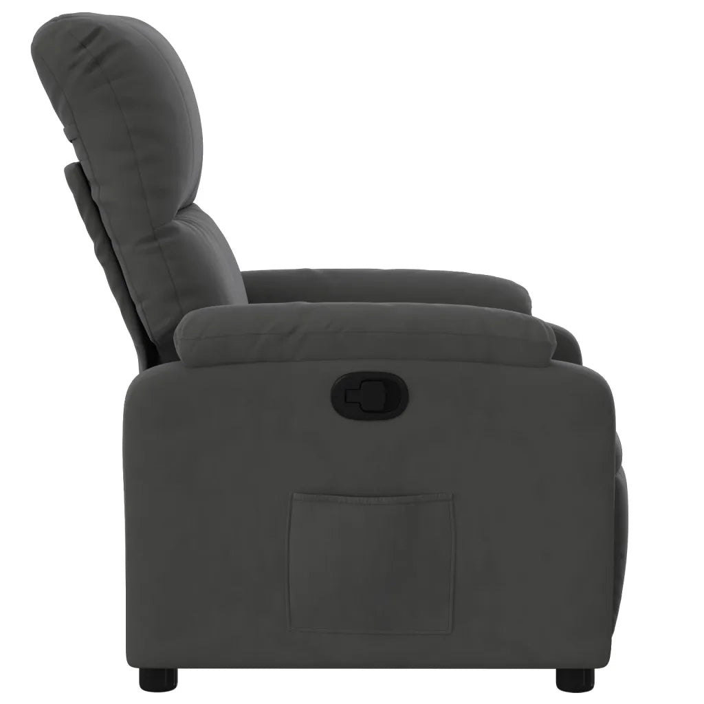 Divano Sedia-Poltrona Reclinabile Grigio Scuro in Tessuto di Microfibra 923037