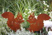 Set di 2 steccati per giardino - decorazione autunnale - metallo - scoiattolo