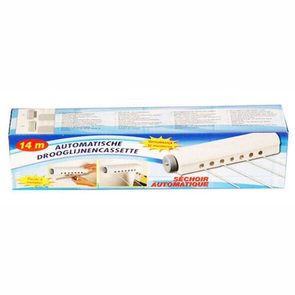 Trade Shop - Stendino Stendibiancheria Estensibile Automatico Muro Parete Fino A 14 Metri -