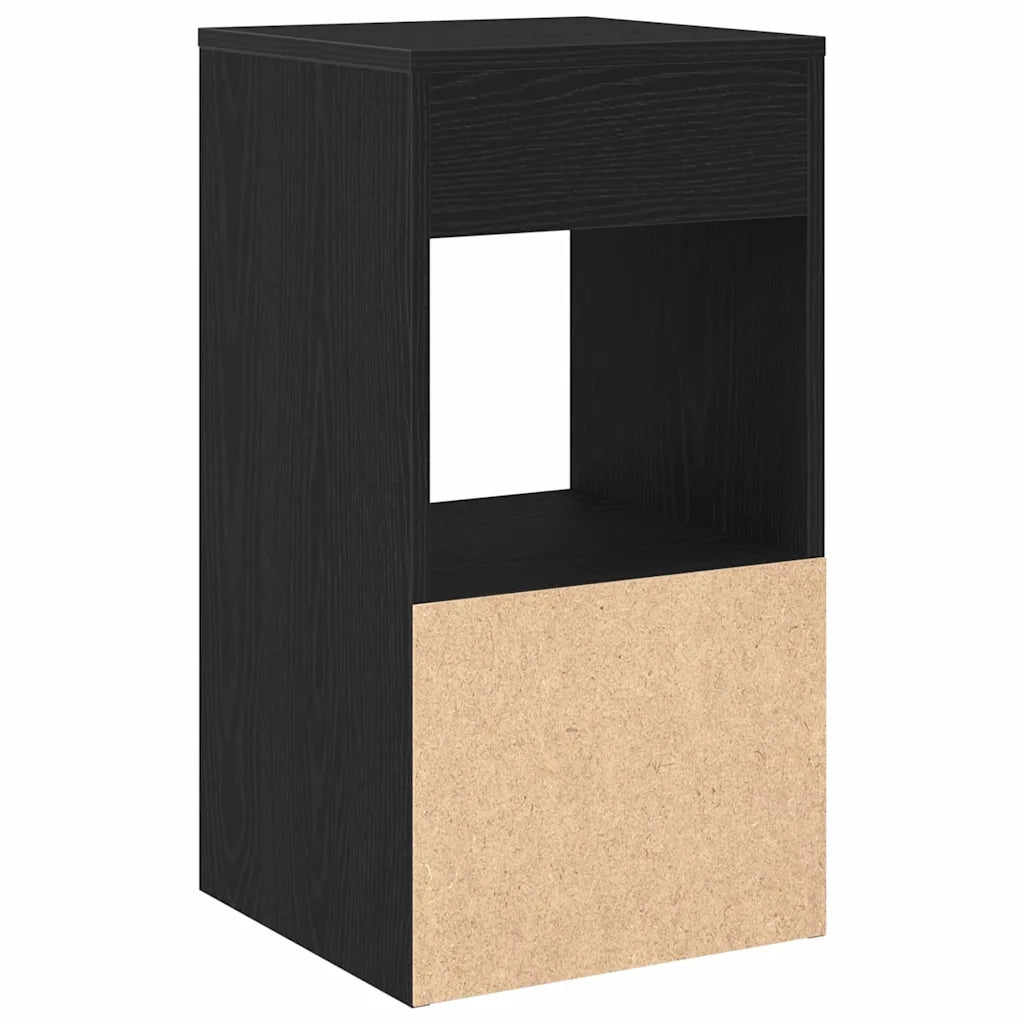 Comodino con cassetto-Tavolino da notte Rovere Nero 35x34x66,5 cm