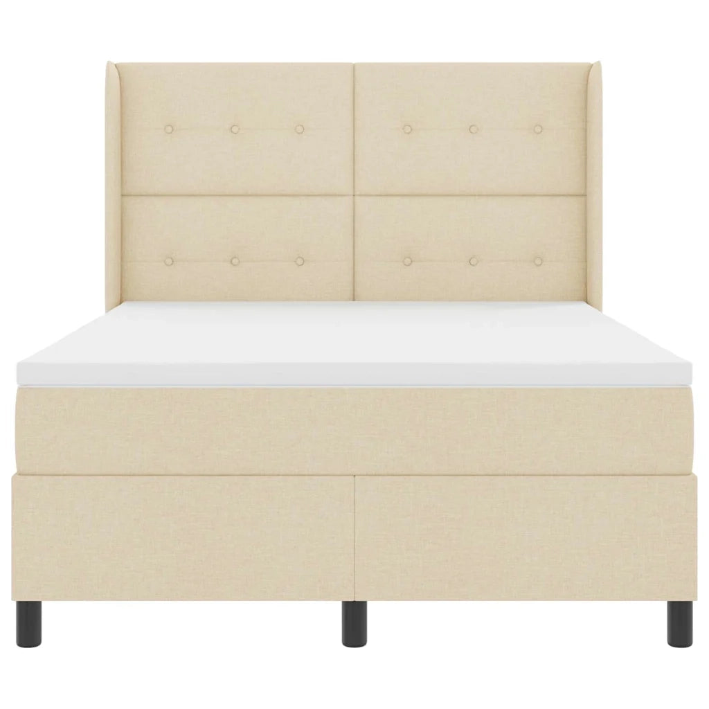 Letto a molle con materasso Crema 160 x 200 cm Tessuto