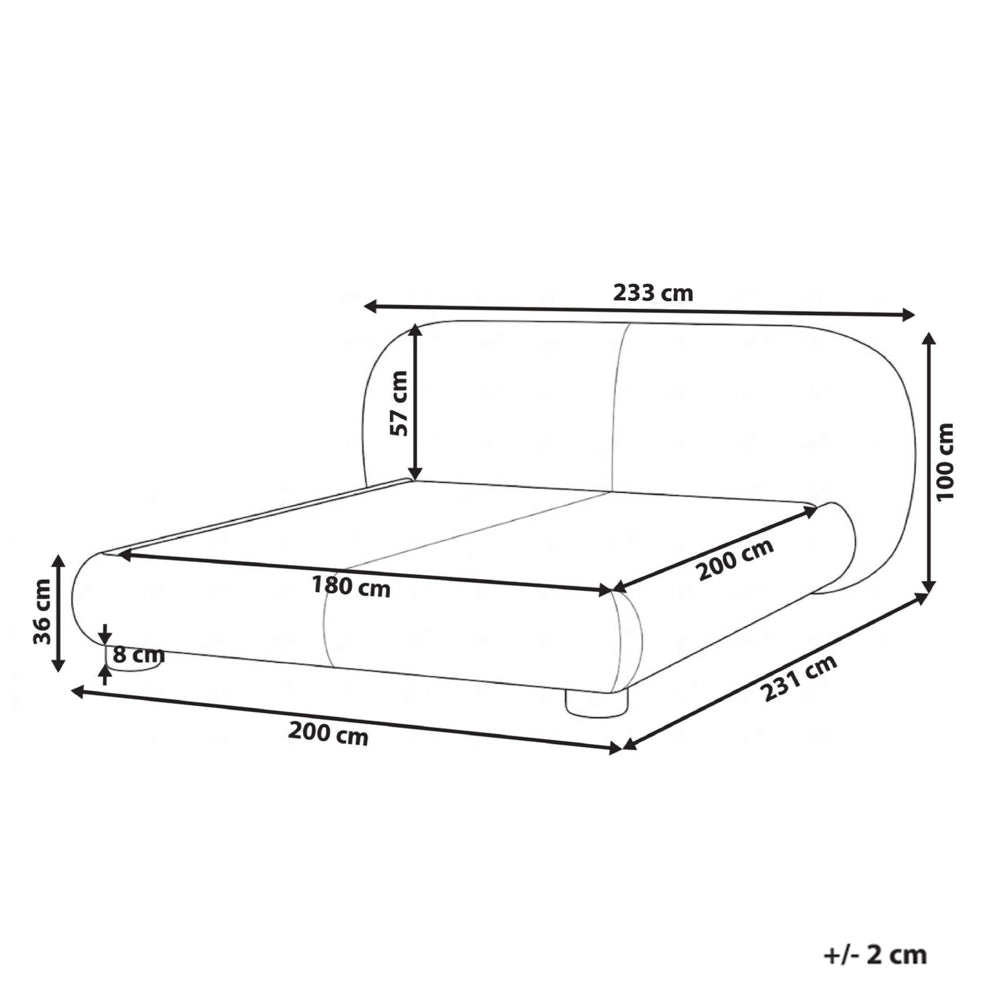Letto rivestito in bouclé tortora 180 x 200 cm design minimalista retrò camera da letto