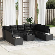 Set Divano da Giardino con cuscino 9 pcs Nero Polyrattan 3355902