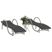 Lettini Prendisole 2pz con Tavolino Grigio Chiaro in Polyrattan 368268