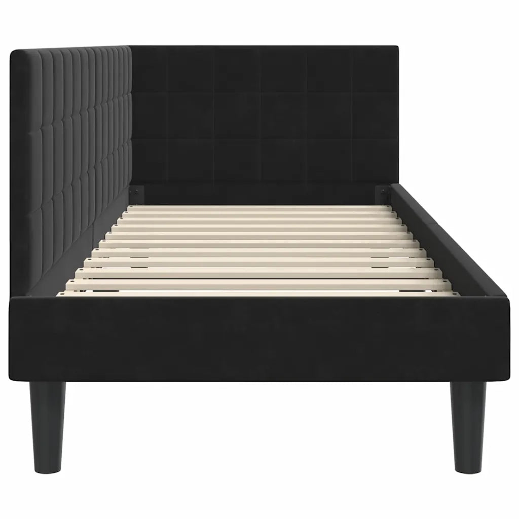 Letto singolo | Letto per adulti | Cornice del letto ad angolo Nero 80 cm x 200 cm Velluto