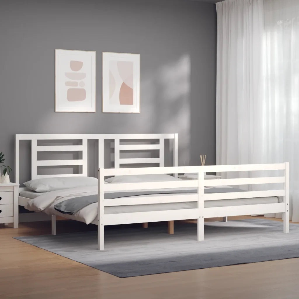 Giroletto con Testiera Bianco 200x200 cm in Legno Massellocod mxl 69809