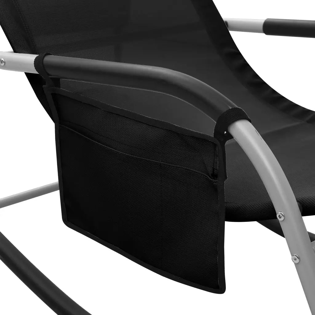 Lettino Prendisole in Textilene Nero e Grigio 310505