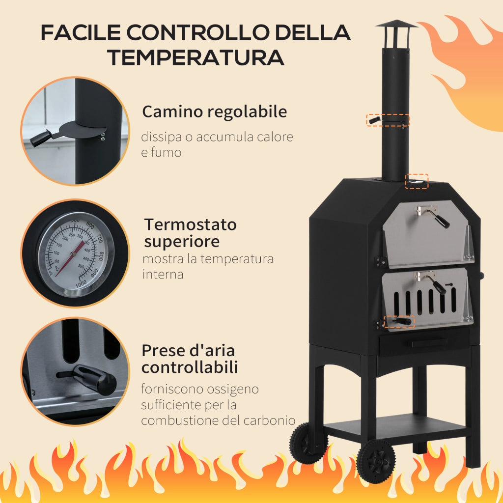 Forno per Pizza Barbecue ¨C Zephmum ¨C Acciaio Inox 64x54x160cm