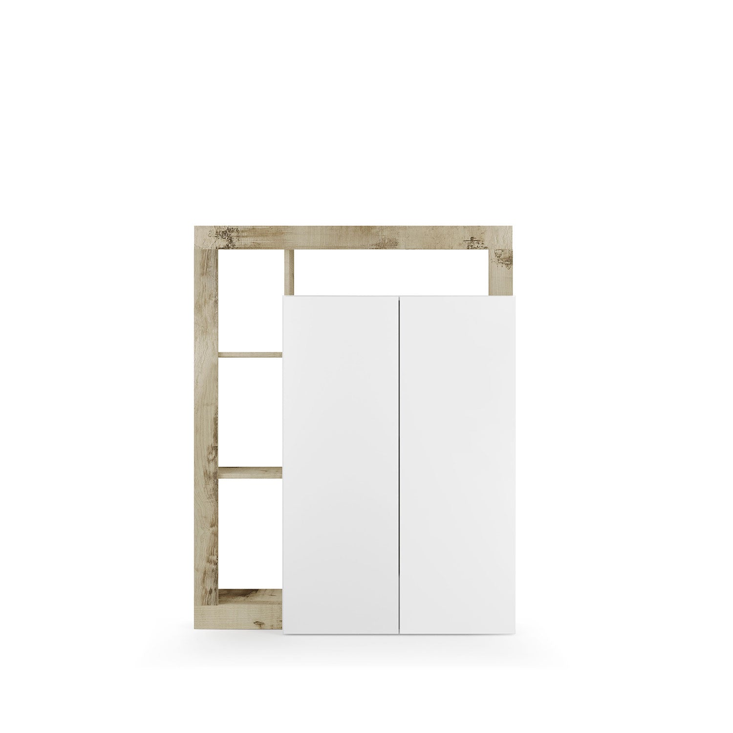 Mobile Multiuso 2 Ante con 5 Ripiani 109x30x138,5 cm Hamburg Bianco Lucido e Pero