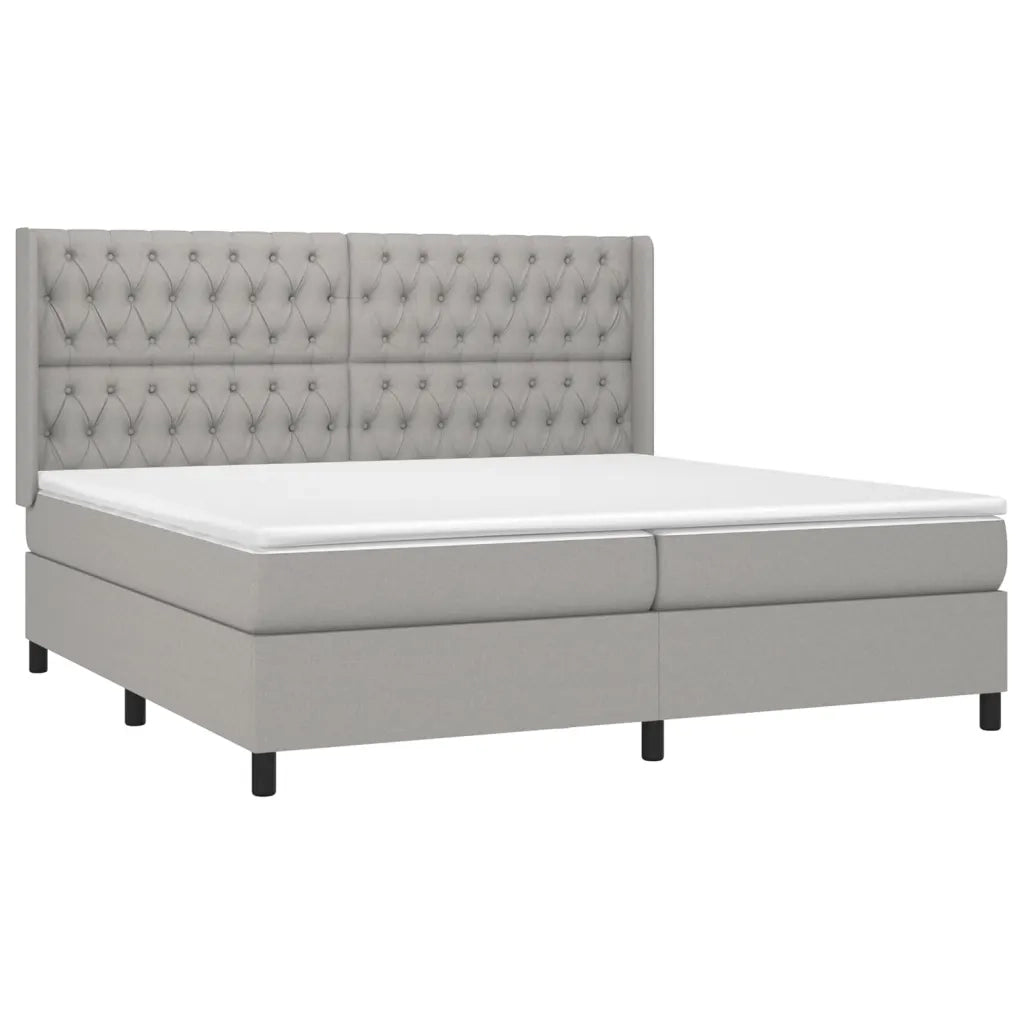 Giroletto a Molle con Materasso Grigio Chiaro 200x200cm Tessuto cod mxl 39006