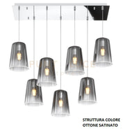 SOSPENSIONE OTTONE SAT. RETTANGOLARE 7 LUCI CROMO 1164OS-S7 R-CR