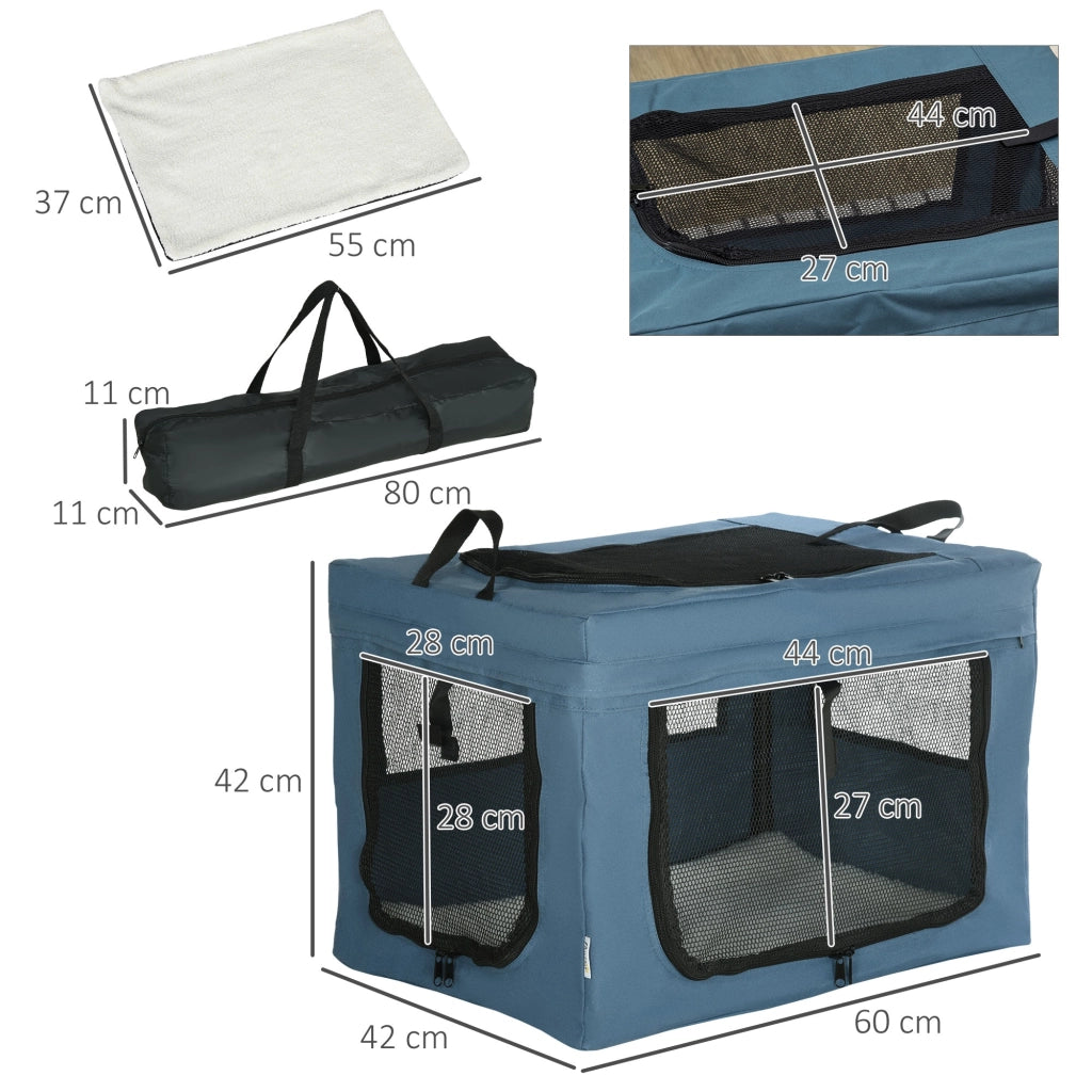 Trasportino per Cani e Gatti ¨C zephmum ¨C 60x42x42cm Blu