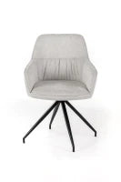 E-STYLO Sedia da pranzo in tessuto grigio chiaro, gambe e struttura in metallo nero, imbottita, 56cm X 56cm H. 87cm.