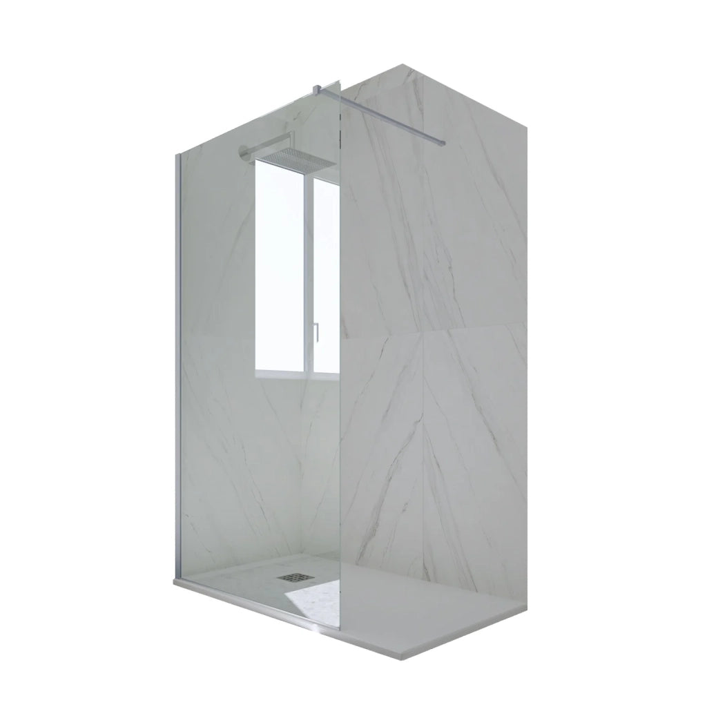 Parete doccia Walk-in da 120 CM H 200 Vetro Trasparente Profilo Silver in pvc mod. Kolors