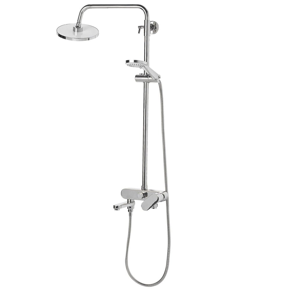 Set Doccia Miscelatore Ottone Argento con Funzione Pioggia Finitura Lucida Glamour Modern