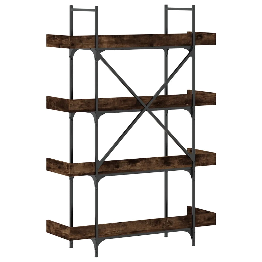 Libreria 4 Ripiani-Scaffale per Libri-Mobile di Stoccaggio Rovere Fumo 100x33x145,5cm Legno Multistrato