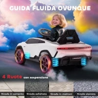 Macchina Elettrica per Bambini Licenza Lamborghini con Clacson e Telecomando, 101.5x49x43 cm, Bianca