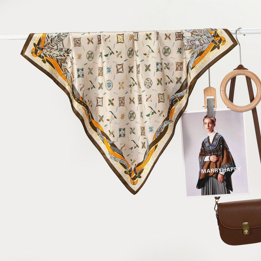 Sciarpa di seta da donna lunga 68 cm, un piccolo foulard ideale per gli spostamenti quotidiani al lavoro.