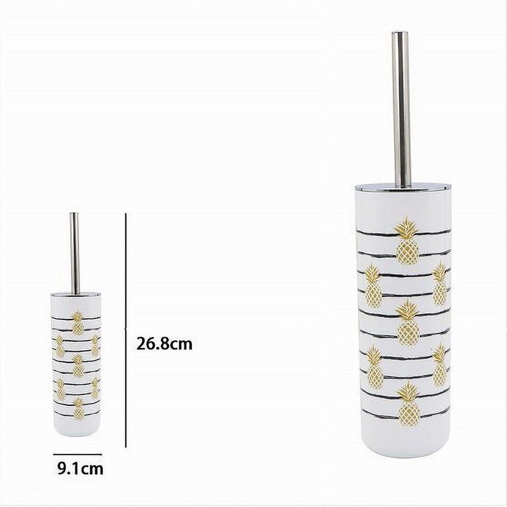 Trade Shop - Portascopino 9.1x26.8cm Con Scopino Accessori Bagno Wc Toilette Con Ananas 69761 -