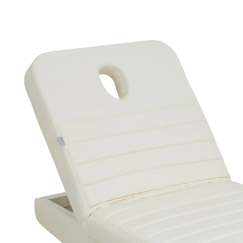 Lettino da massaggio elettrico e sgabello girevole con schienale portata 200 kg bianco/oro riscaldato oro/bianco 14_0010005
