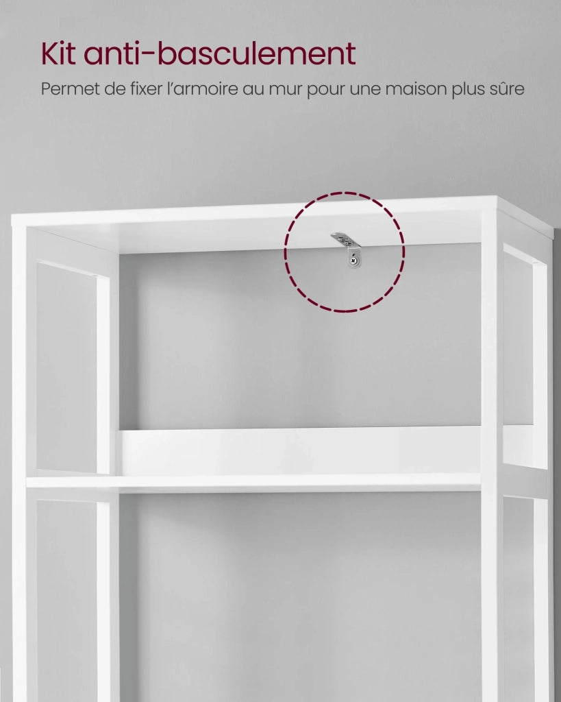 Mobile contenitore con cassetto 2 ripiani aperti doppia anta mobiletto bagno mobiletto ingresso cucina soggiorno bianco 12_0006416