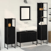Set di Mobili da Bagno 4 Pezzi Rovere Nero Legno Ingegnerizzato