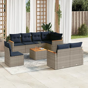 Set Divani da Giardino 9 pz con Cuscini Grigio in Polyrattan 3226173
