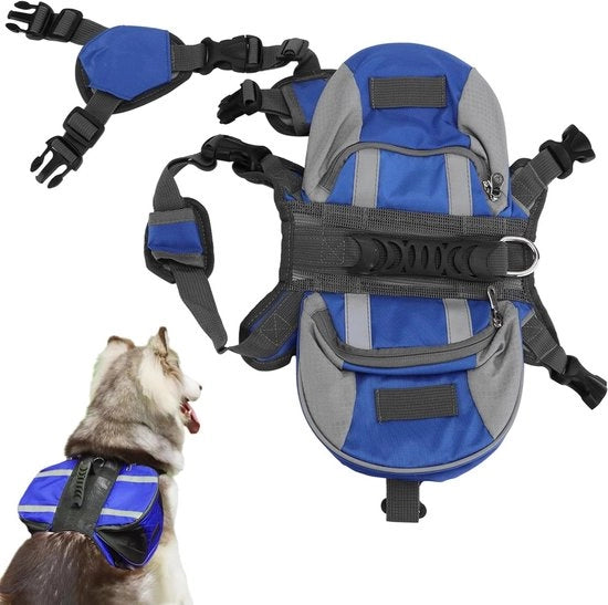 Harnas per cani per viaggi e campeggio con striscia riflettente - Adatto per cani piccoli, medi e grandi (S)