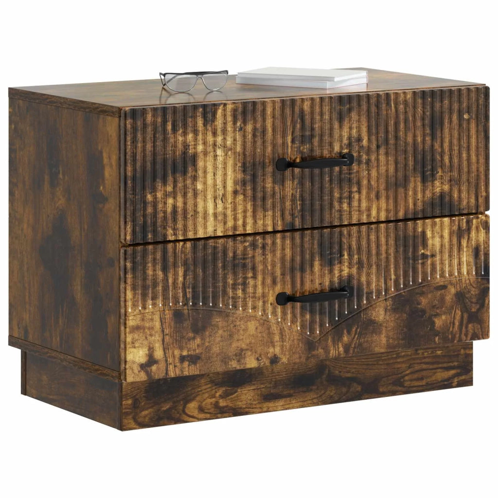Comodino | Armadio da Notte | Mobiletto da notte con cassetto Rovere Fumo 62 x 34,5 x 44,5 cm