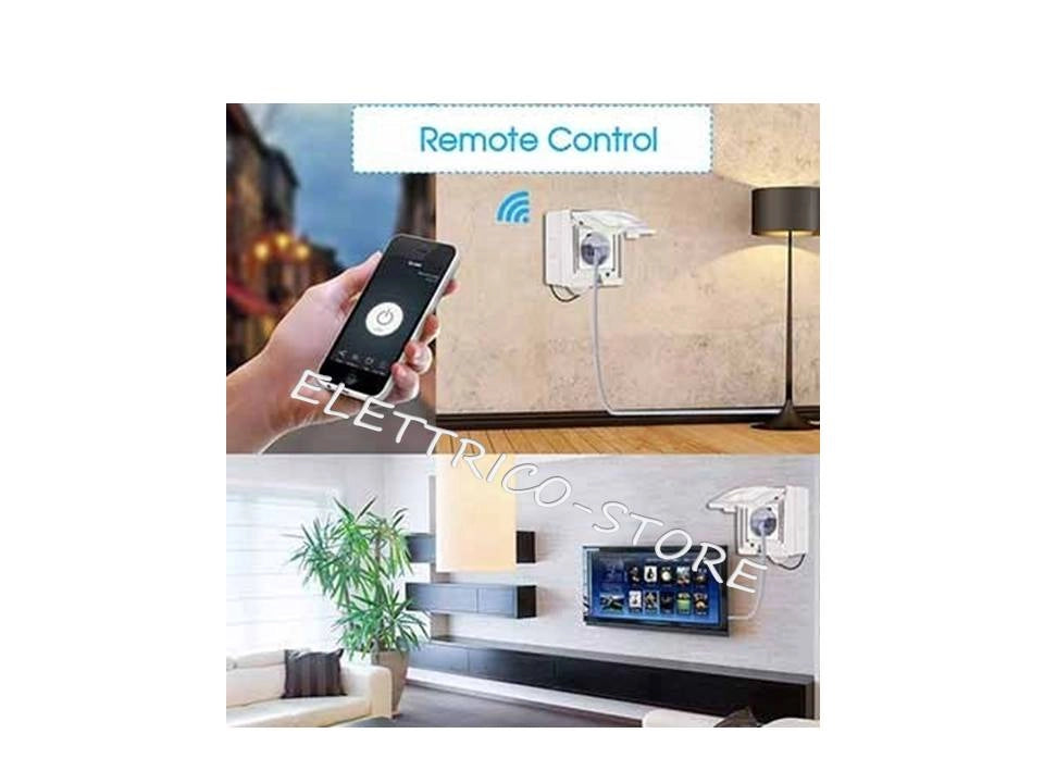 V-TAC SMART HOME VT-5000 PRESA DI CORRENTE 10A SCHUKO IP55 INTELLIGENTE WI-FI GESTIONE REMOTA DA SMARTPHONE