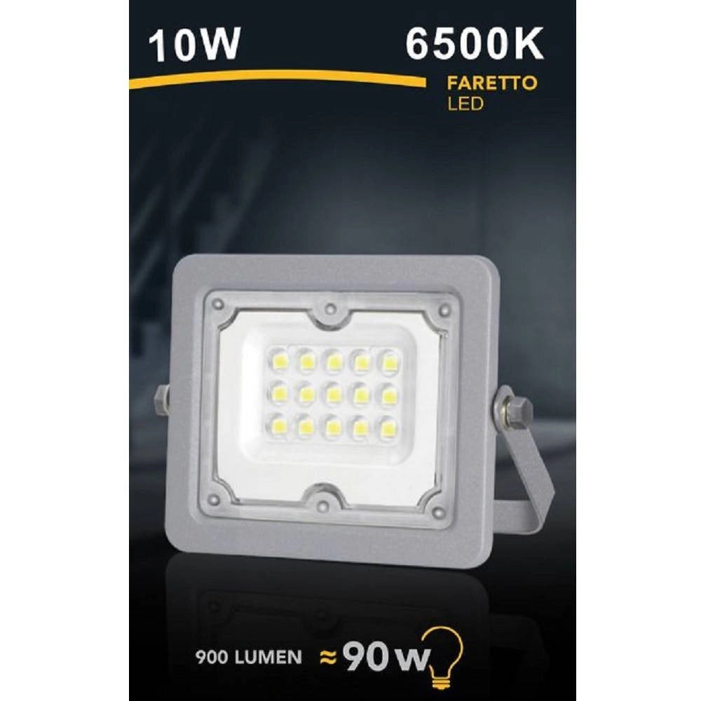 Trade Shop - Faro Led 10 W Ultra Slim Grigio Esterno Ip65 Luce Fredda Naturale Calda Fs10w-g -