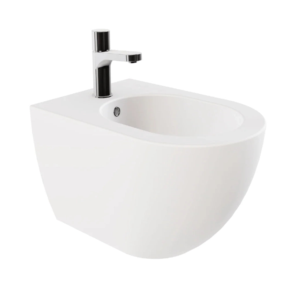 Coppia Di Sanitari Azzurra Ceramica Sospesi Senza Brida Bianco Lucido "Comoda"