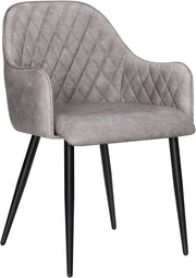 SONGMICS Set di 2 Sedia da Pranzo, Poltroncina, Sedia Imbottita con Braccioli, Rivestimento in PU con Effetto Vintage, per Sala da Pranzo Soggiorno Camera da Letto, Grigio LDC085G02