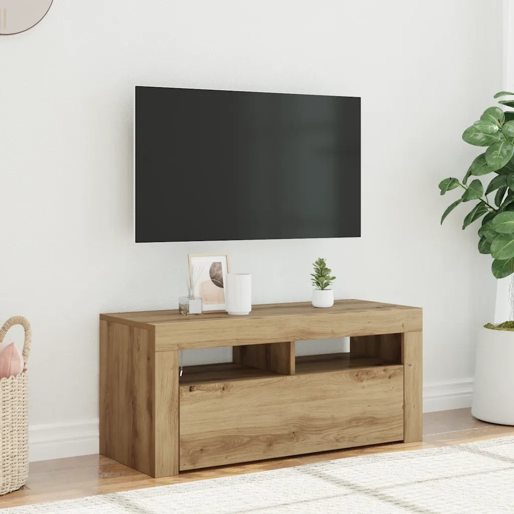 Mobile Porta TV con LED Artigianale 90x35x40 cm Multistrato 856322