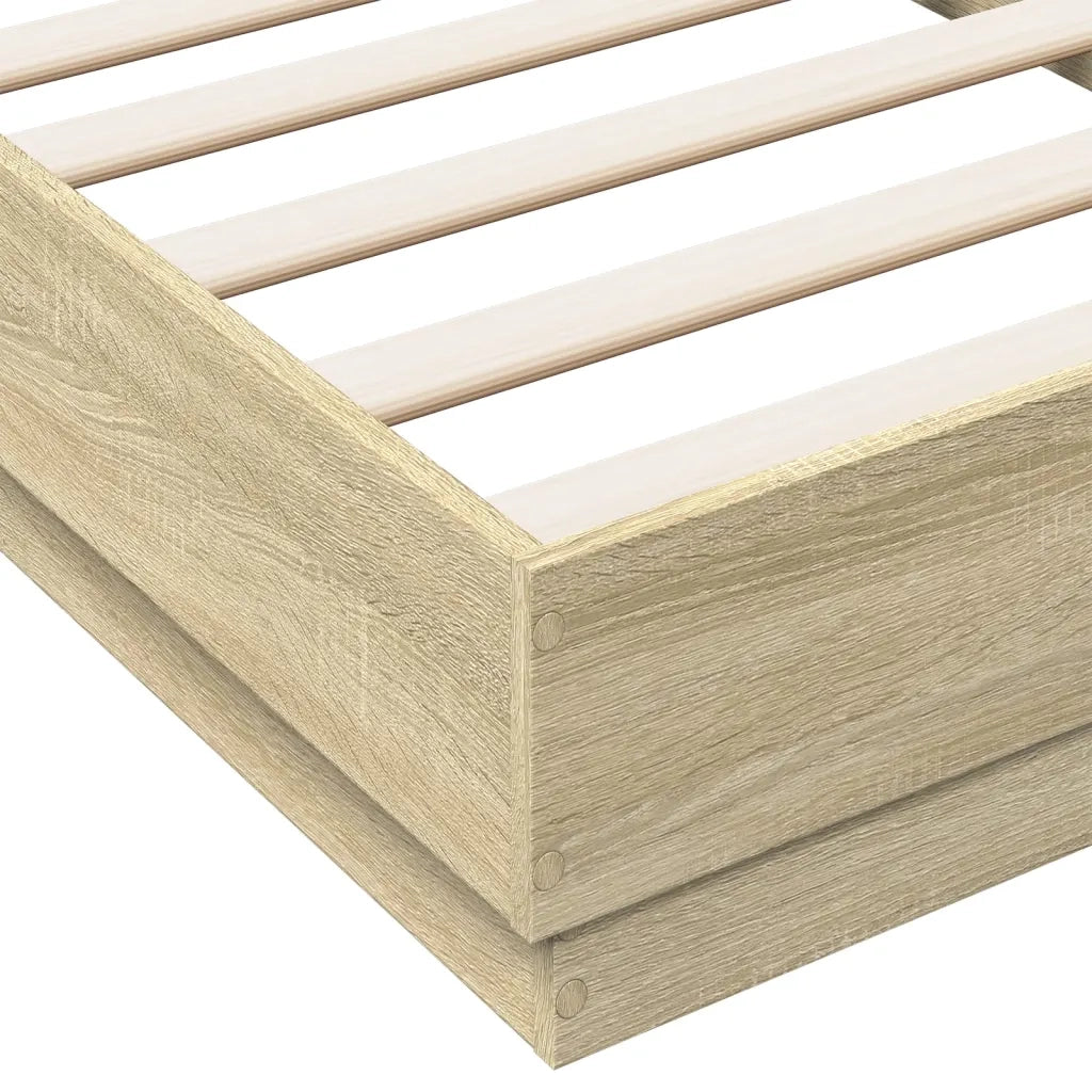 Giroletto con LED-Struttura Letto Rovere Sonoma 90x190 cm