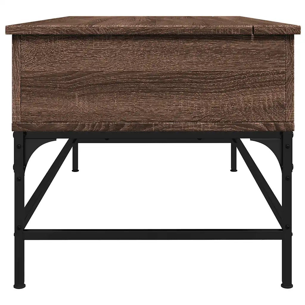 Tavolino Rovere Marrone 100x50x45cm Legno Multistrato e Metallo 845400