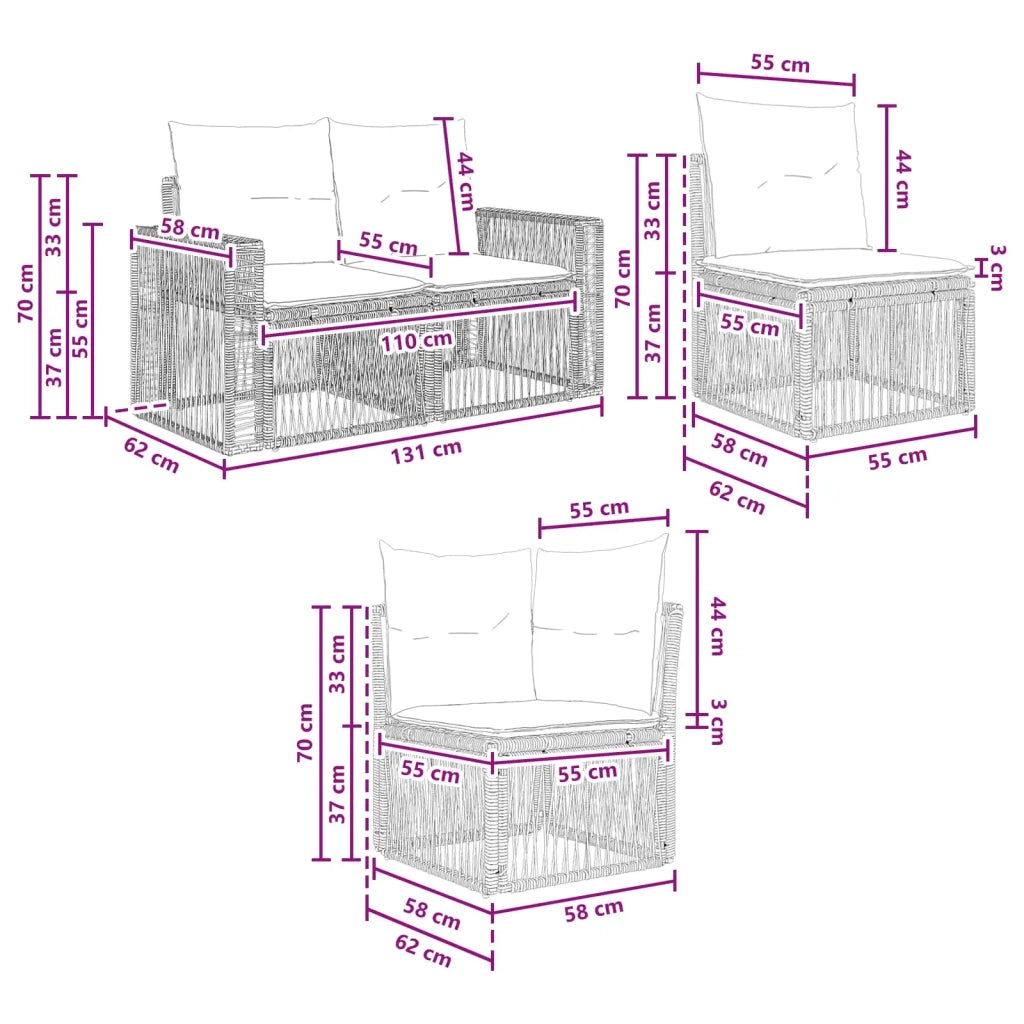 Set Divano da Giardino 7 pz 7-Numero di posti 3435225